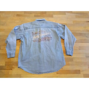 Harley Davidson Road Hog Denim Jean Jacket Size 2XL XXL Embroidered